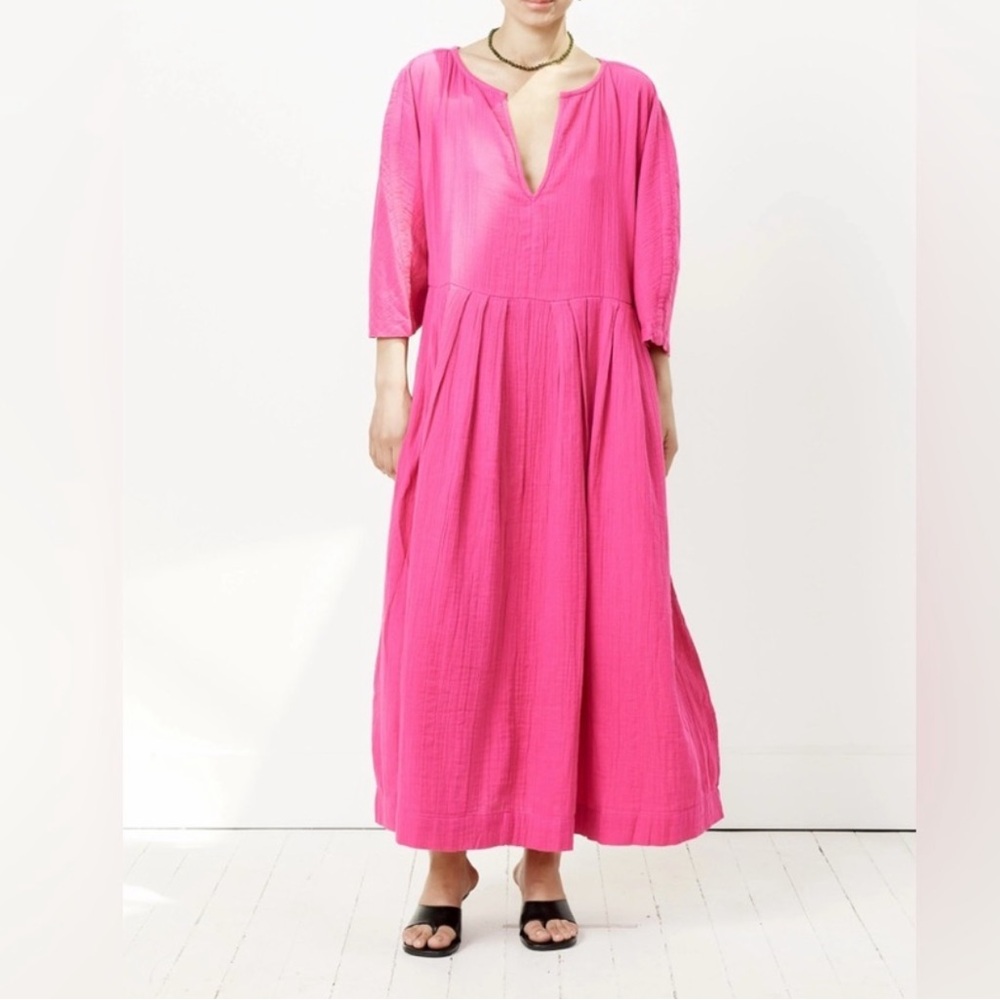NWT Mara Hoffman Chloe pleated cotton-gauze oversized midi dress  XXS-M and XS-L - Picture 3 of 9